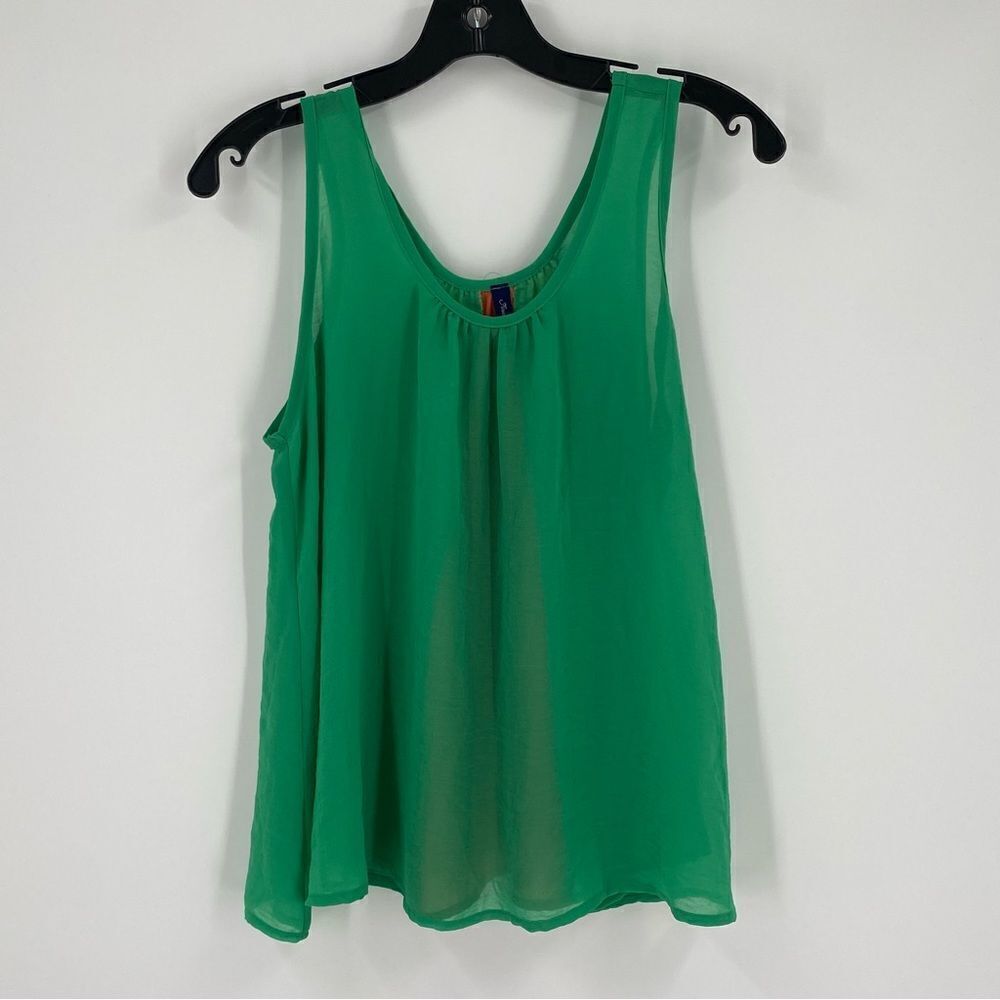 Final Touch Women’s Scoop Neck Sleeveless Sheer Green Blouse size M